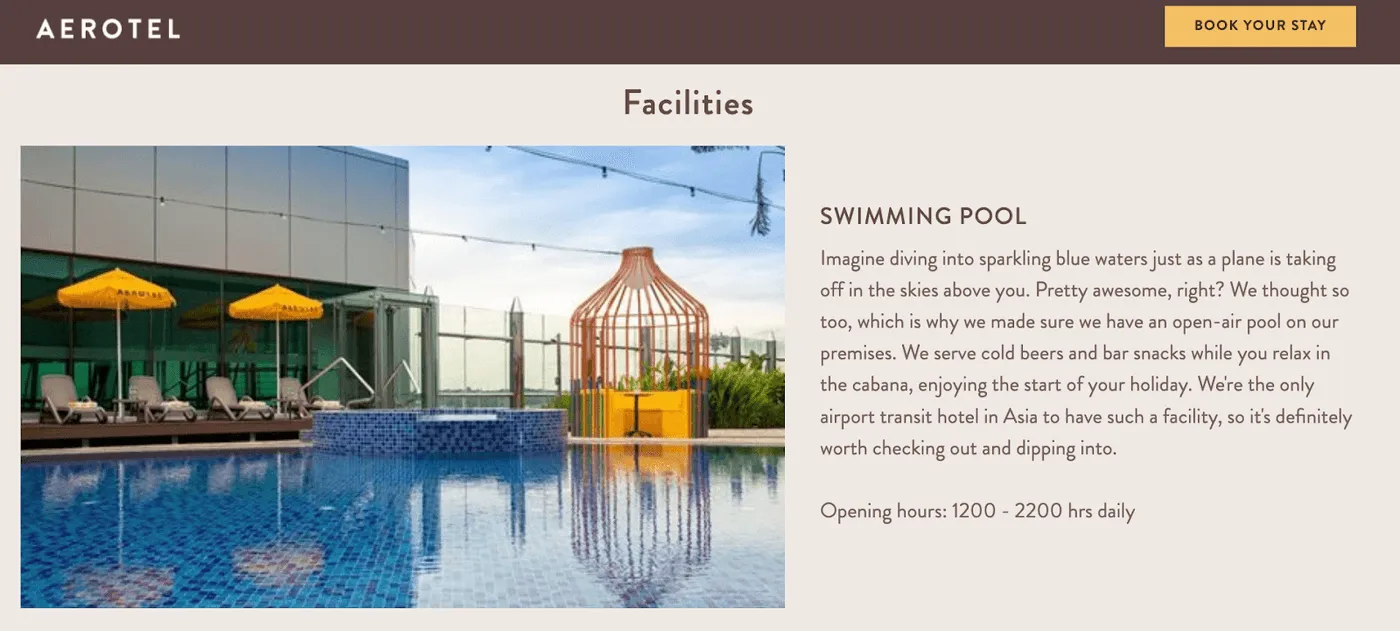 Rooftop swimming pool at Aerotel Singapore