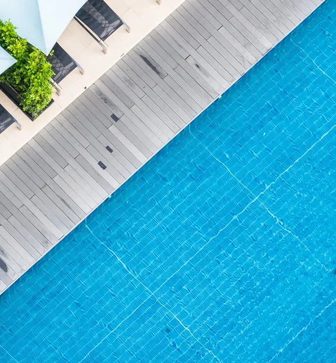 Condo swimming pool seen from above