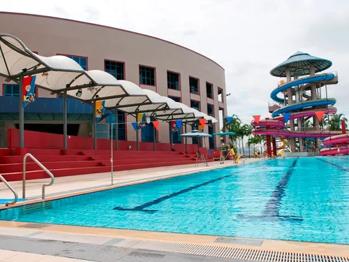 Pool and water slides at Jurong East Swimming Complex