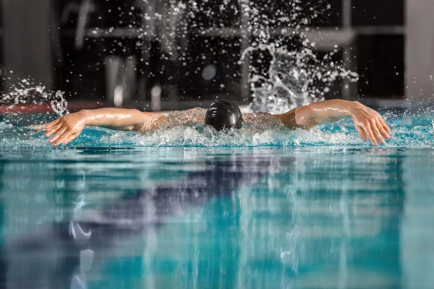 Swimmer doing the butterfly stroke
