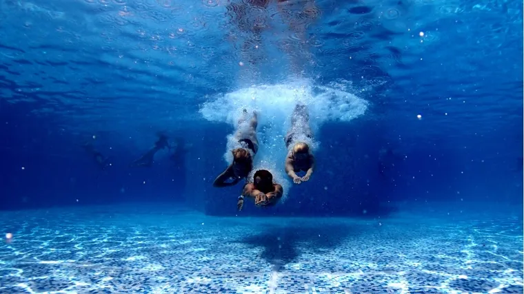 Swimmer diving underwater