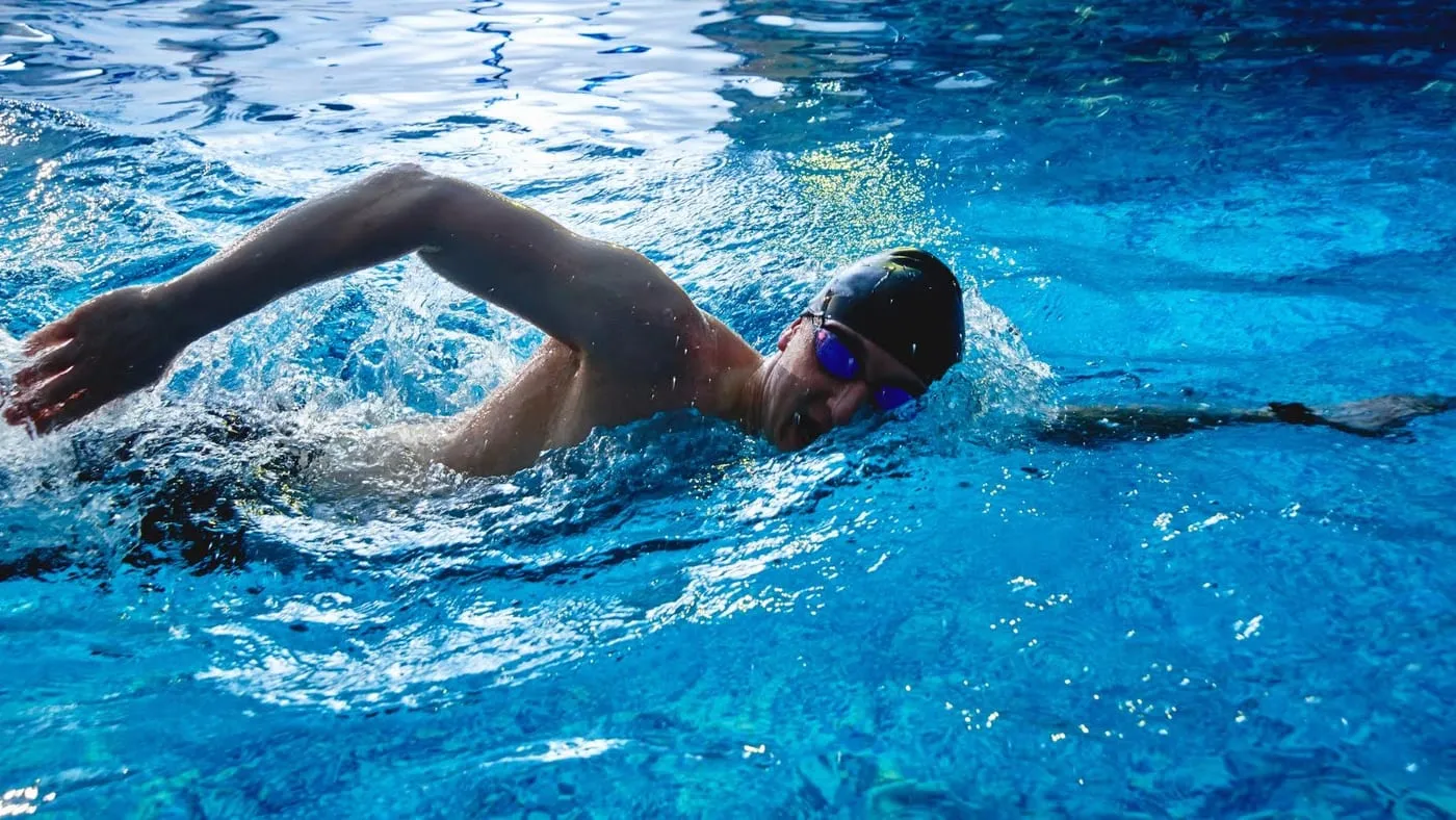 Swimmer breathing to the side during freestyle