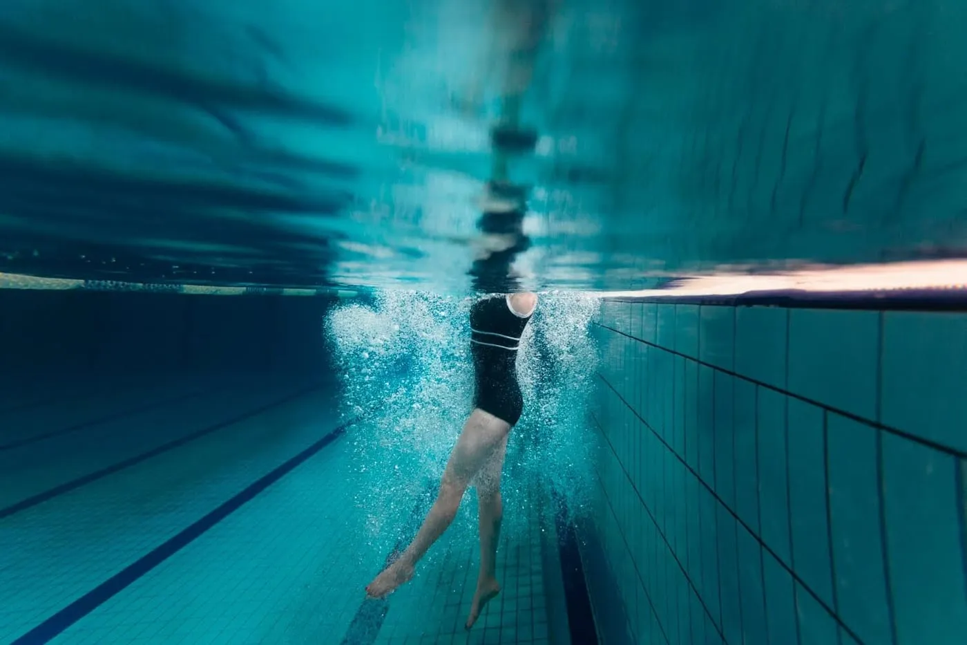 Swimmer's arm movement, seen underwater