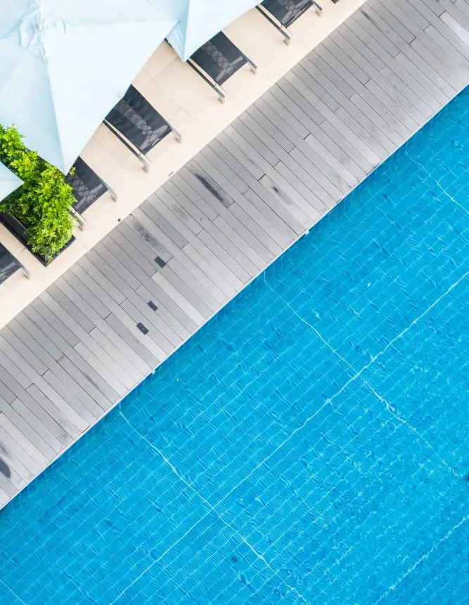 Swimming pool edge seen from above